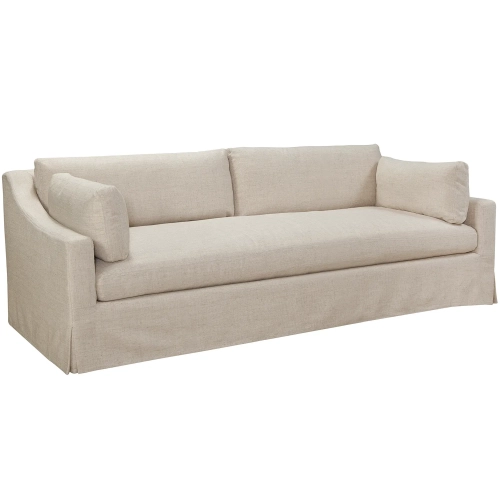 Dune 96" Sofa in Focus Rice Ash Neutral Fabric & Weathered Oak
